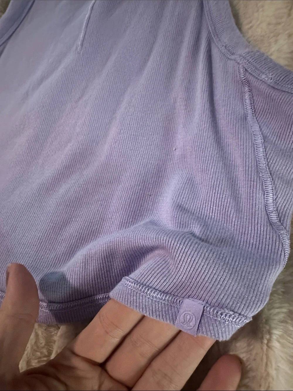 Lululemon Cropped Hold Tight Tank Sleeveless Ribbed Crop Tank Top - Lavender 6